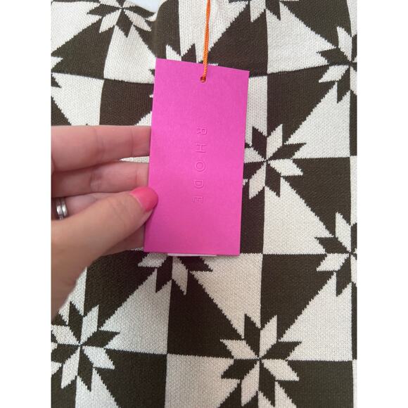 NWT Rhode Back Slit High Waist April Jacquard Knit Midi-Skirt Geod Quilt - Picture 4 of 7